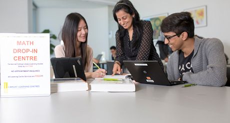 Group of students at the math-drop in at Progress campus 